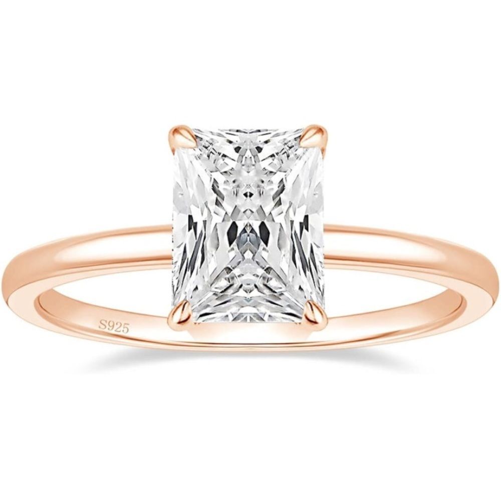 3 Carat Radiant Cut Hidden Halo Diamond Ring Rose Gold